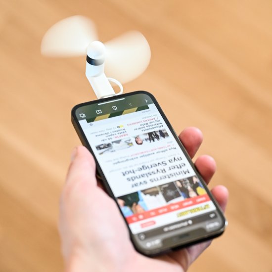 Mini-fläkt för iPhone och Android - Klik på billedet for at lukke