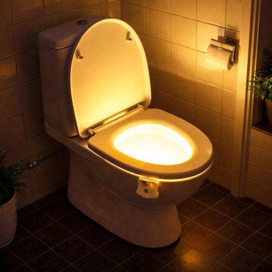 LED-belysning til WC - Klik p&aring; billedet for at lukke