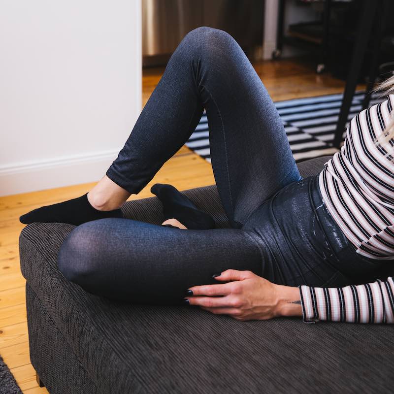 Jeans-leggings med høj talje